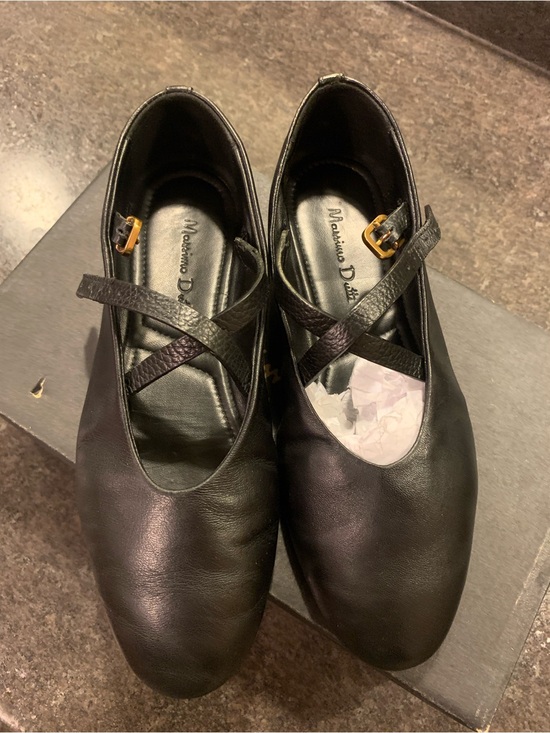 Massimo Dutti Shoes - Massimo Dutti Black Leather Mary Jane Ballet Flats